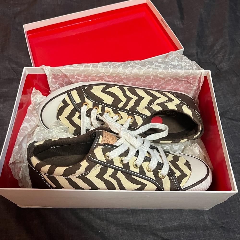 Coach zebra print sneakers/ brand new